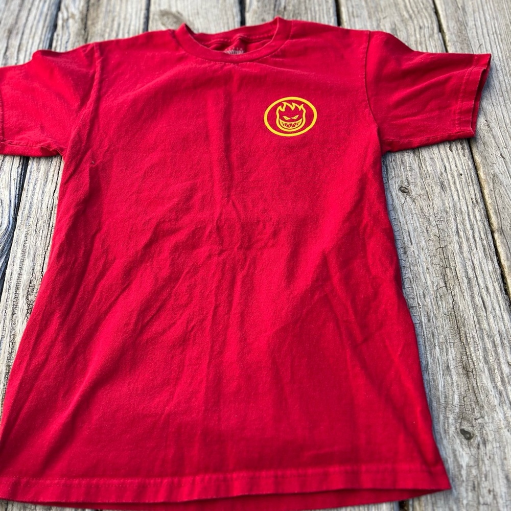 Spitfire Red Tee with Yellow Emblem
